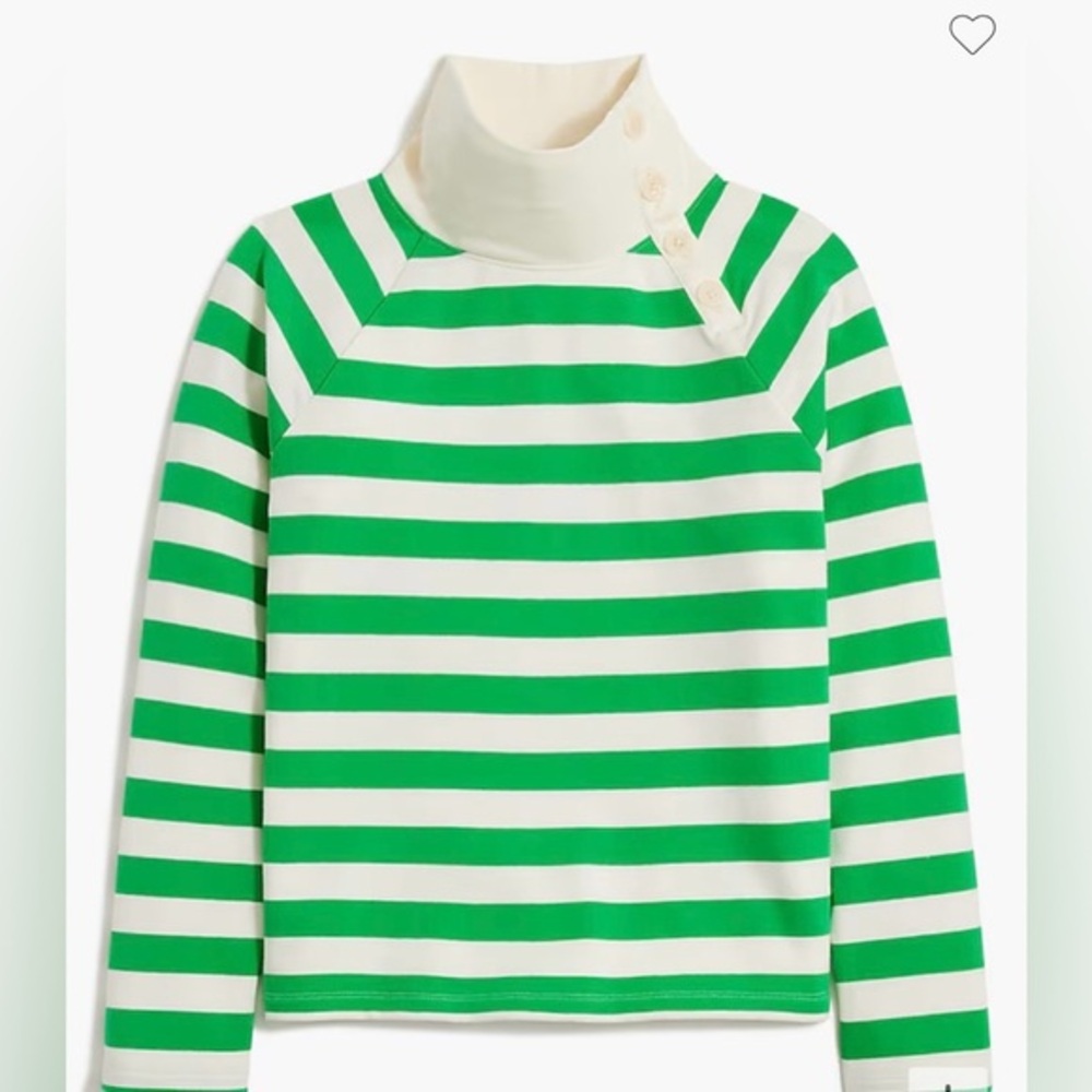 J‎ Crew Women's Plus Size Striped Sweatshirt Wide Button Collar Lightweight
